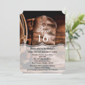スイート16誕生日招待状カウボーイブーツバーンウッドル 招待状 (スタンド正面)