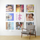 スイート16 カスタム フォト コラージュ 白 ピンク タペストリー (インサイチュ(横))