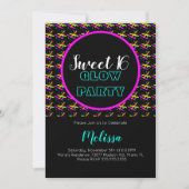 スイート16 クレイジービーム ネオン 暗闇で光るパーティー 招待状 (正面)