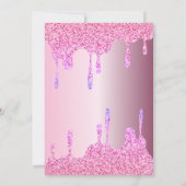 スイート16 グリッター ドリップ ピンク メタリック バースデー インビ 招待状 (裏面)