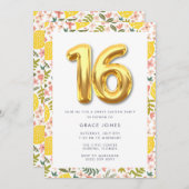 スイート16 サマー レモン バースデー パーティー 招待状 (正面/裏面)