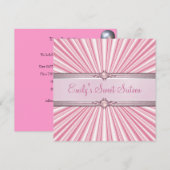 スイート16 シックスティーン ピンク シルク ジュエル バースデー パーティー 招待状 (正面/裏面)