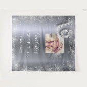 スイート16 シルバー写真 グリッター ダスト ウェルカム タペストリー (正面(横))