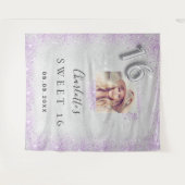 スイート16 シルバー写真 ラベンダーグリッター ウェルカム タペストリー (正面(横))