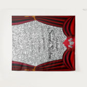 スイート16 シルバー ローズ レッド カーテン シルバー グリッター タペストリー (正面(横))