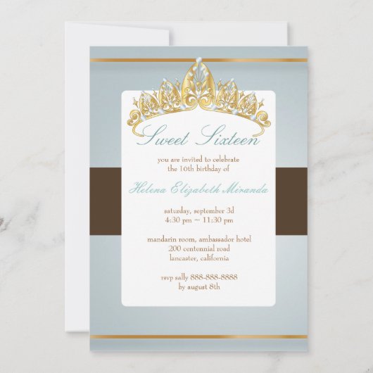 スイート16/ティアラ/ブルートパズ招待状 招待状 (裏面)