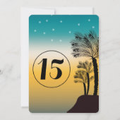 スイート16 | ティールオンブルサンセットビーチトロピカル 招待状 (裏面)