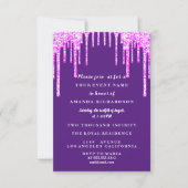 スイート16 ドレス グリッター ドリップ ピンク ドリップ パープル 招待状 (正面)