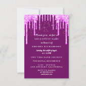 スイート16 ドレス グリッター ドリップ ピンク ドリップ ベリー 招待状 (正面)