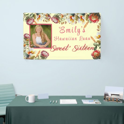 スイート16 ハワイアンルアウ トロピカル フラワー 横断幕 (トレードショー)