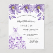 スイート16 バイオレットドレス 花柄 おしゃれ 招待状 チラシ (正面)