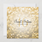 スイート16 バースデーパーティー ゴールドグリッター ライト 招待状 (裏面)