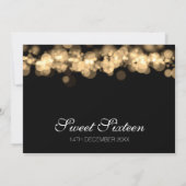 スイート16 バースデーパーティー ゴールド ボケ ライト 招待状 (裏面)