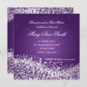 スイート16 バースデーパーティー 輝くウェーブ パープル 招待状 (正面/裏面)