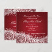 スイート16 バースデーパーティー 輝くウェーブ 赤 招待状 (正面/裏面)