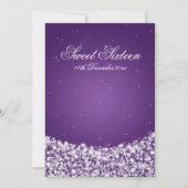 スイート16 バースデーパーティ スター スパークル パープル 招待状 (裏面)
