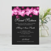 スイート16 バースデーパーティ ピンク ボケ ライト 招待状 (スタンド正面)