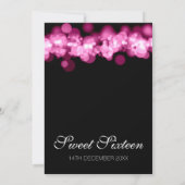 スイート16 バースデーパーティ ピンク ボケ ライト 招待状 (裏面)