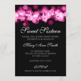 スイート16 バースデーパーティ ピンク ボケ ライト 招待状