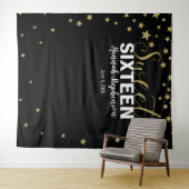 スイート16 バースデー グリッター 背景 バナー タペストリー (インサイチュ(横))