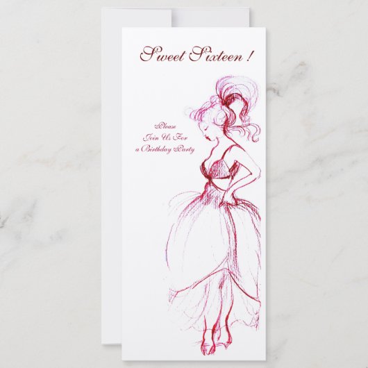 スイート16 バースデー パーティー レッド ピンク プログラム (正面)