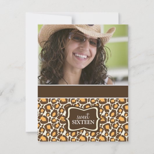 スイート16 バースデー パーティー 招待状 {アニマル プリント} (正面)