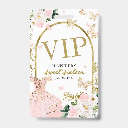 スイート16 バースデー ブッシュ フラワー バースデー 16 バースデー VIP バッジ (Front)