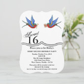 スイート16 バースデー 招待状 伝統的な 鳥の タトゥー デザイン (スタンド正面)