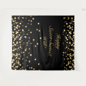 スイート16 バースデー 背景 黒と金 タペストリー (正面(横))