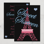 スイート16 パリ エッフェル塔 誕生日 招待状 (正面/裏面)