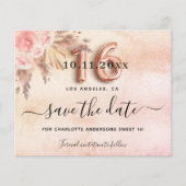 スイート16 パンパス ローズ Save the Date 予算 チラシ (正面)