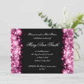 スイート16 パーティー ピンクのスパークリング ライト 招待状 (スタンド正面)