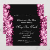 スイート16 パーティー ピンクのスパークリング ライト 招待状 (正面/裏面)