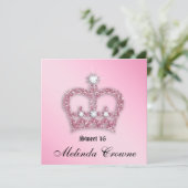 スイート16 パーティー 招待 ピンク プリンセス クラウン ティアラ 招待状 (スタンド正面)