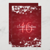 スイート16 パーティー 桜 レッド 招待状 (正面/裏面)