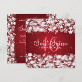 スイート16 パーティー 輝く星 赤 招待状 (正面/裏面)