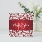 スイート16 パーティー 輝く星 赤 招待状 (スタンド正面)