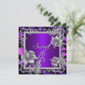 スイート16 パープル ホットピンク シルバー スイートシックスティーン 招待状 (スタンド正面)