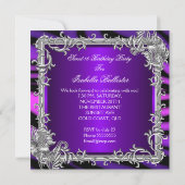 スイート16 パープル ホットピンク シルバー スイートシックスティーン 招待状 (裏面)