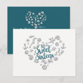 スイート16 ビーチパーティー招待状 Save the Date 案内ポストカード (正面/裏面)