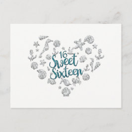 スイート16 ビーチパーティー招待状 Save the Date 案内ポストカード