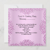 スイート16 ピンクのハート 招待状 (裏面)