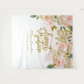 スイート16 ピンクの蝶の花の背景 タペストリー (正面(横))