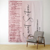 スイート16 ピンク ローズゴールド グリッター バースデーパーティー タペストリー (インサイチュ)