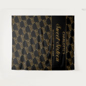 スイート16 ブラックとゴールドの誕生日パーティー 背景 タペストリー (正面(横))