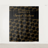 スイート16 ブラック&ゴールド バースデーパーティー 背景 タペストリー (正面)