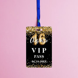 スイート16 ブラック ゴールド VIP パーティー パス バッジ