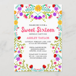 スイート16 ホワイト メキシカンフィエスタ フォークアート フラワーズ 招待状