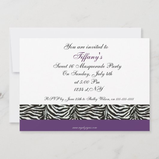 スイート16 マスカレードパーティー招待状 招待状 (裏面)