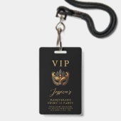 スイート16 マスカレード ブラックゴールド VIP 招待状 バッジ (正面(ネックストラップ付))